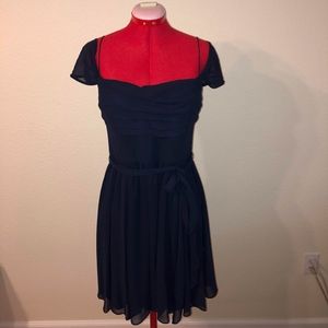 Vera Wang Navy Off Shoulder Dress